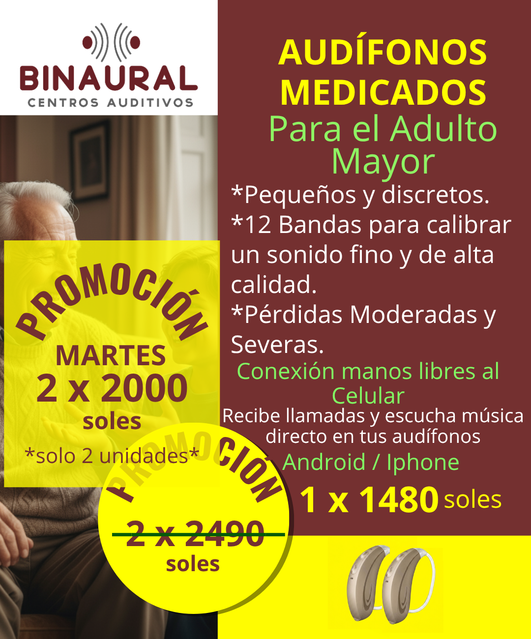 2 Audífonos Pilas